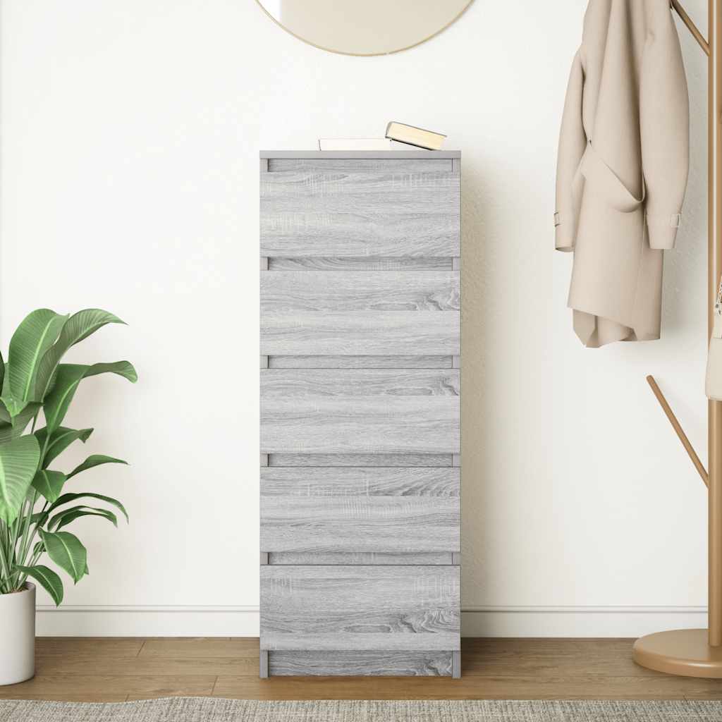 Συρταριέρα με Συρτάρια Γκρι Sonoma 37,5x35x99εκ. από Επεξ. Ξύλο