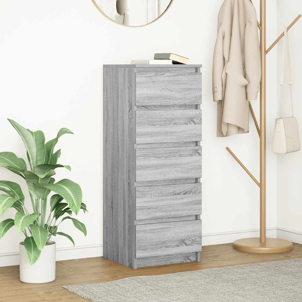 Συρταριέρα με Συρτάρια Γκρι Sonoma 37,5x35x99εκ. από Επεξ. Ξύλο