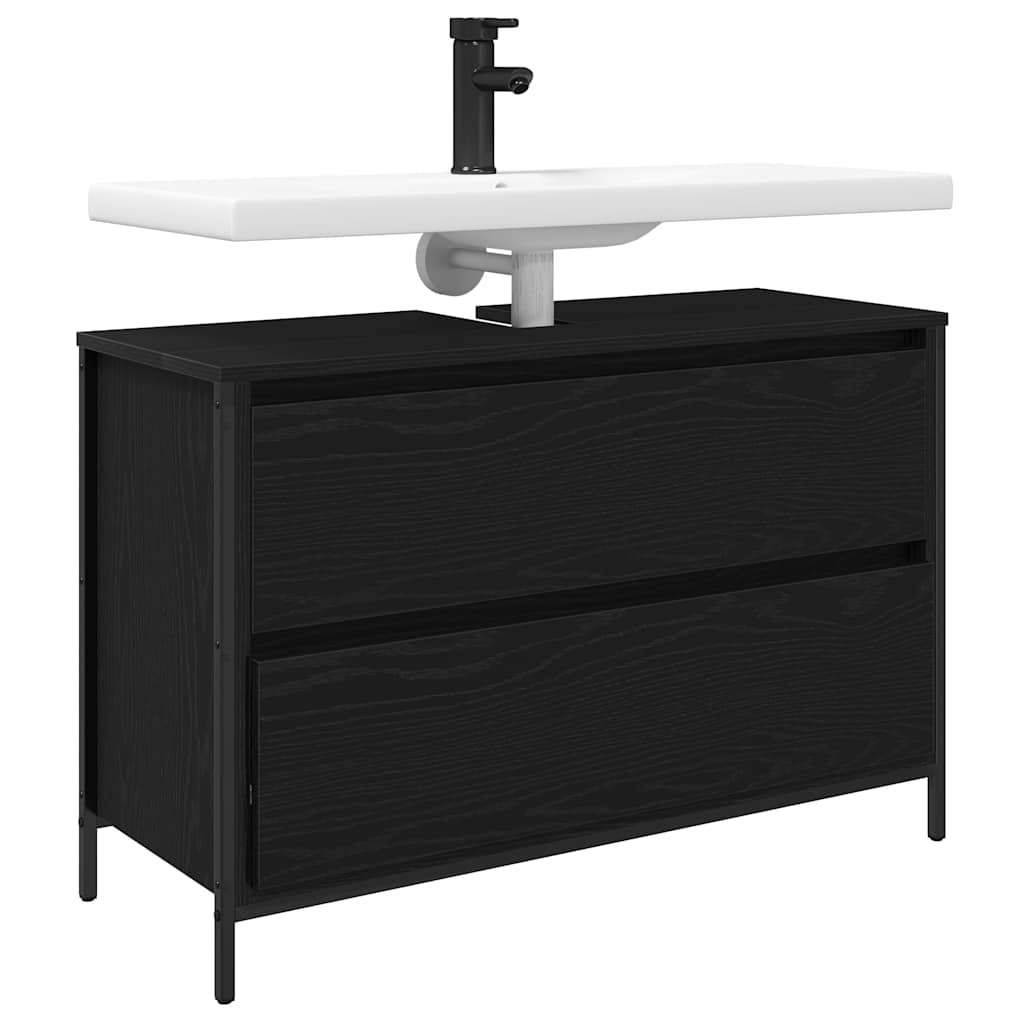 Ντουλάπι νιπτήρα μπάνιου με συρτάρια Μαύρη δρυς 90x34,5x60 εκ. - Pakobazaar