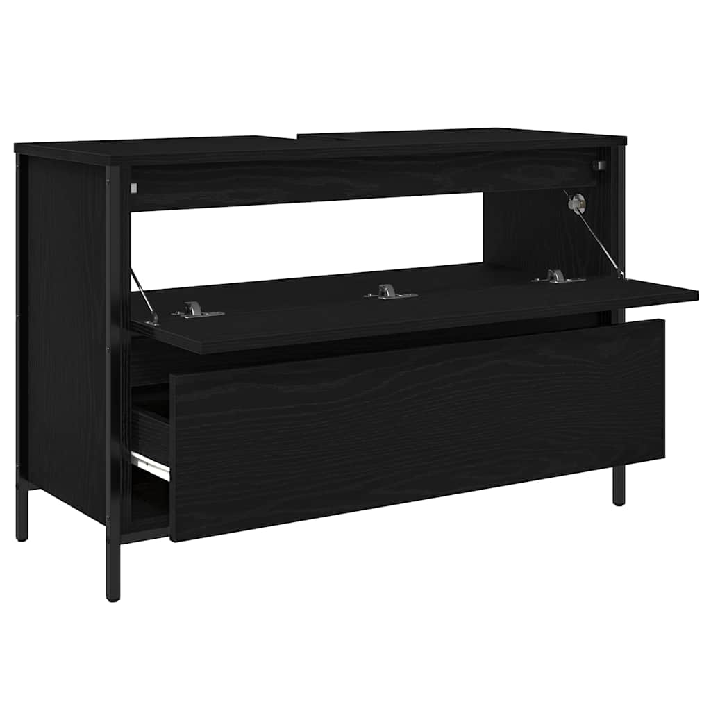 Ντουλάπι νιπτήρα μπάνιου με συρτάρια Μαύρη δρυς 90x34,5x60 εκ. - Pakobazaar