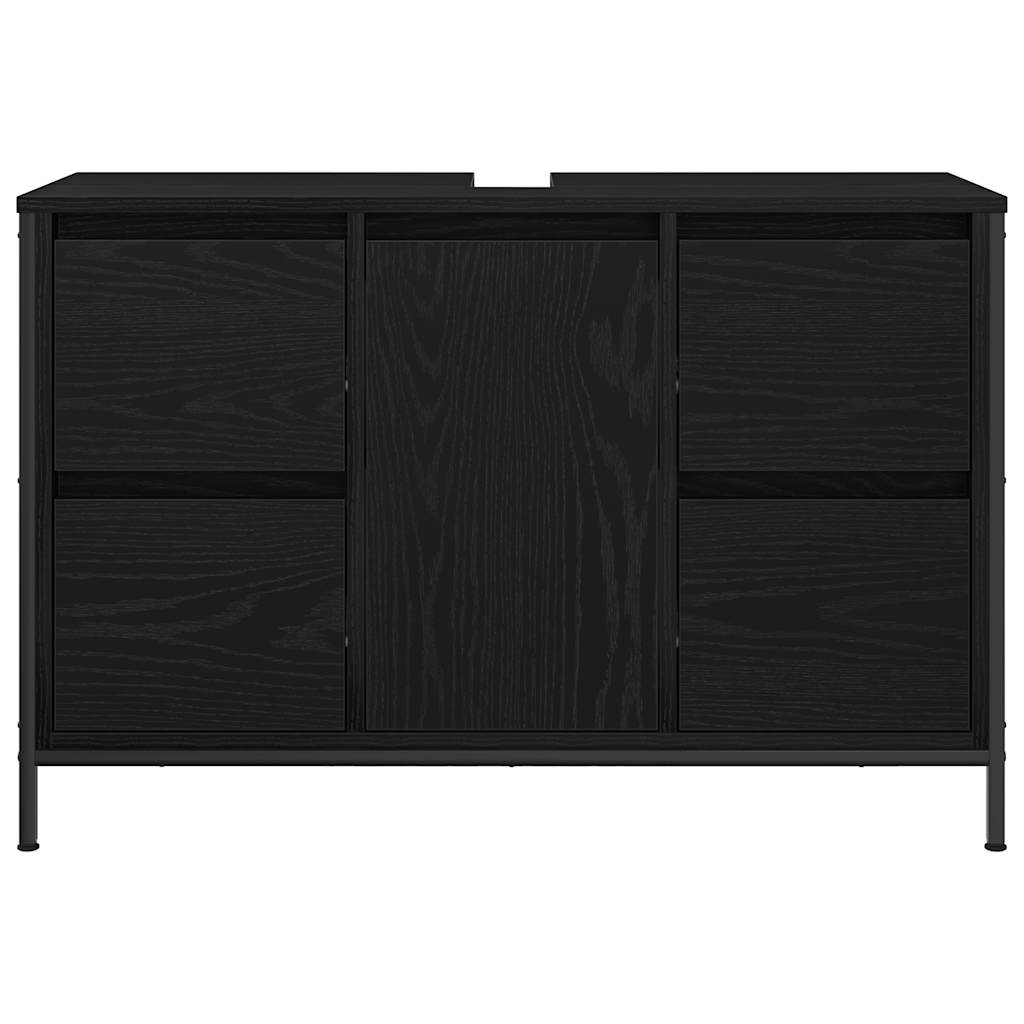 ντουλάπι νιπτήρα με συρτάρια Μαύρη δρυς 90x34,5x60 εκ. - Pakobazaar