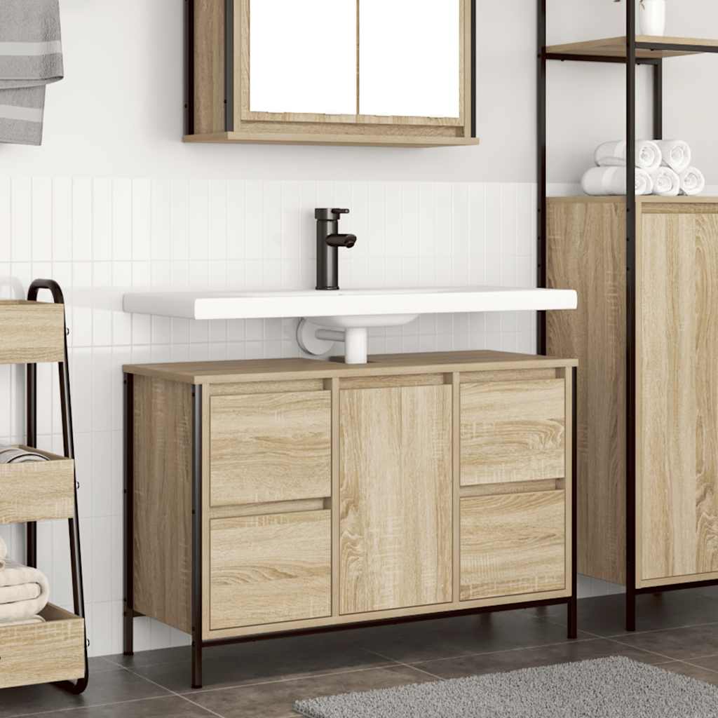 ντουλάπι νιπτήρα με συρτάρια Sonoma Δρυς 90x34,5x60 εκ.