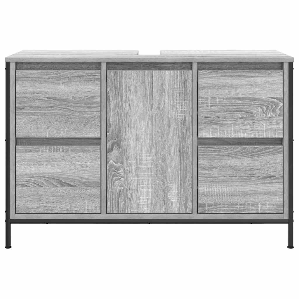 ντουλάπι νιπτήρα με συρτάρια γκρι Sonoma 90x34,5x60 εκ.