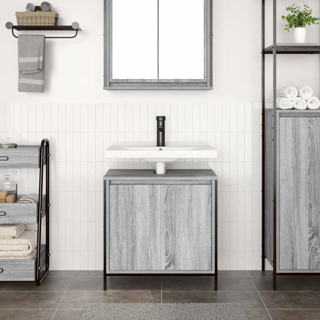 Ντουλάπι Νιπτήρα Μπάνιου Γκρι Sonoma 60x34,5x60 εκ. - Pakobazaar
