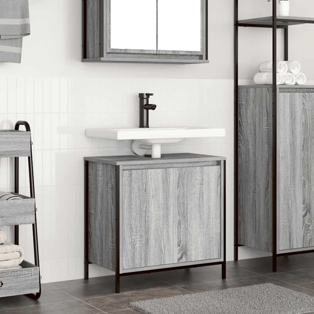 Ντουλάπι Νιπτήρα Μπάνιου Γκρι Sonoma 60x34,5x60 εκ. - Pakobazaar