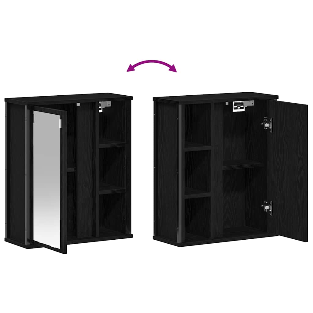 Ντουλάπι τοίχου μπάνιου με καθρέφτη Μαύρη βελανιδιά 50x21x60εκ.