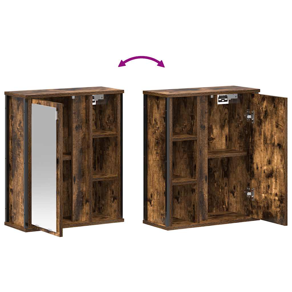 Ντουλάπι τοίχου μπάνιου με καθρέφτη Καπνιστή δρυς 50x21x60 εκ.