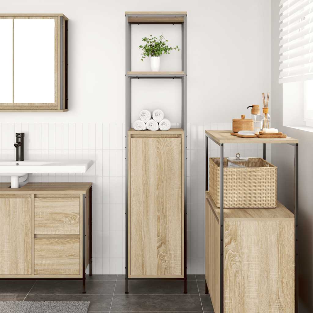 Ντουλάπι μπάνιου με ράφια Sonoma δρυς 36x35x165 εκ. - Pakobazaar