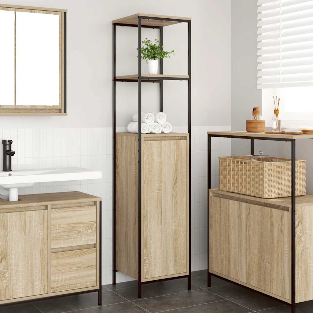 Ντουλάπι μπάνιου με ράφια Sonoma δρυς 36x35x165 εκ. - Pakobazaar