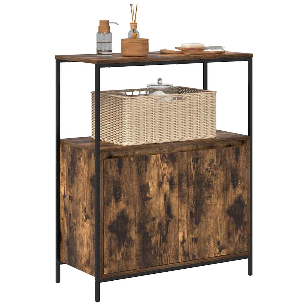 Ντουλάπι μπάνιου με ράφια καπνιστή δρυς 76,5x35x95 εκ.