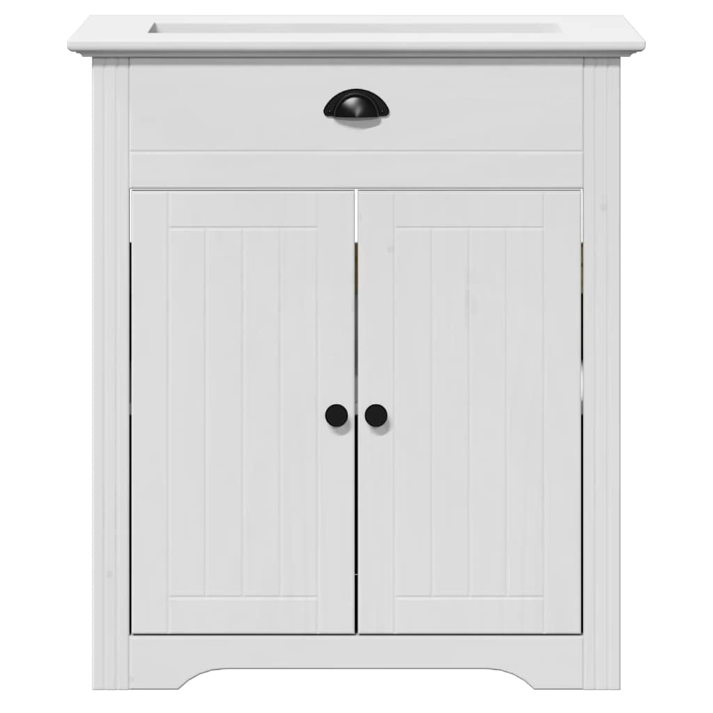 Σετ επίπλων μπάνιου 3 τεμαχίων "BODO" Λευκό μασίφ ξύλο πεύκου - Pakobazaar