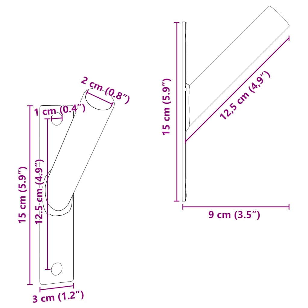Στήριγμα Σημαίας Μαύρο 15 x 3 x 0,35 εκ. Ατσάλι - Pakobazaar