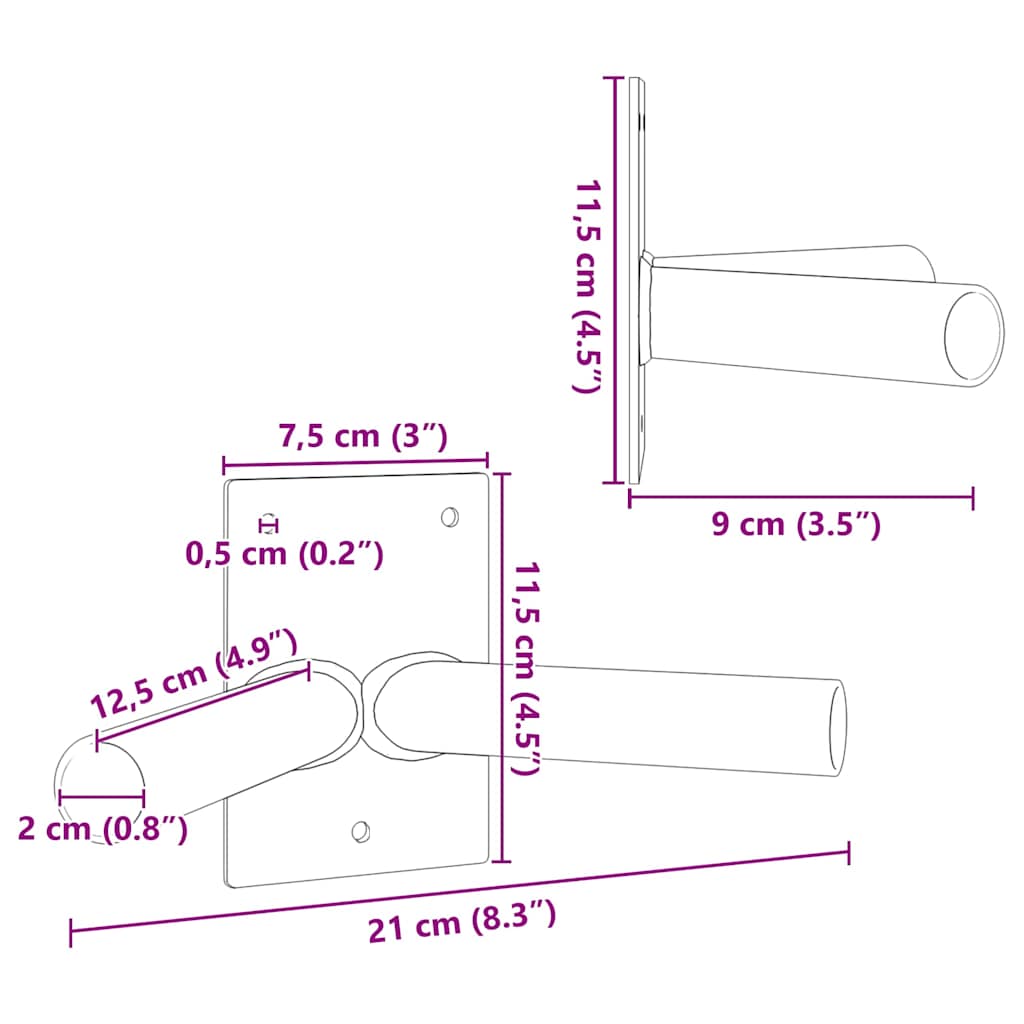 Στήριγμα Σημαίας Μαύρο 11,5 x 7,5 x 0,2 εκ. Ατσάλι - Pakobazaar