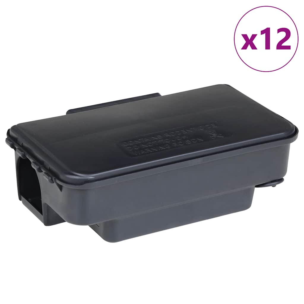 Παγίδες ποντικιών 12 τεμάχια Μαύρο 22x12,5x7,5 εκ.