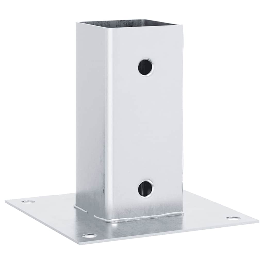 Βάσεις στύλων τετράγωνες 4 τεμάχια Ασημί Γαλβανισμένος χάλυβας - Pakobazaar