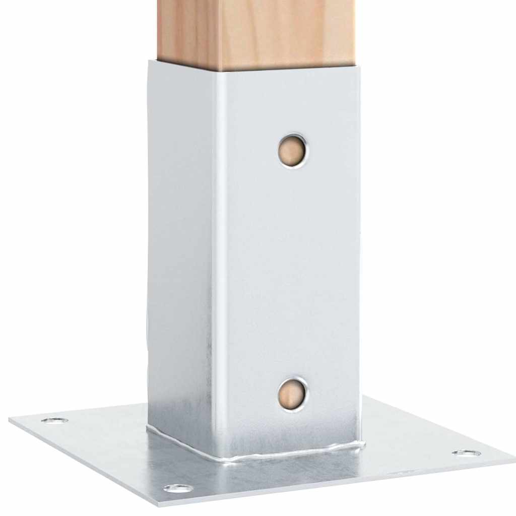 Βάσεις στύλων τετράγωνες 4 τεμάχια Ασημί Γαλβανισμένος χάλυβας - Pakobazaar