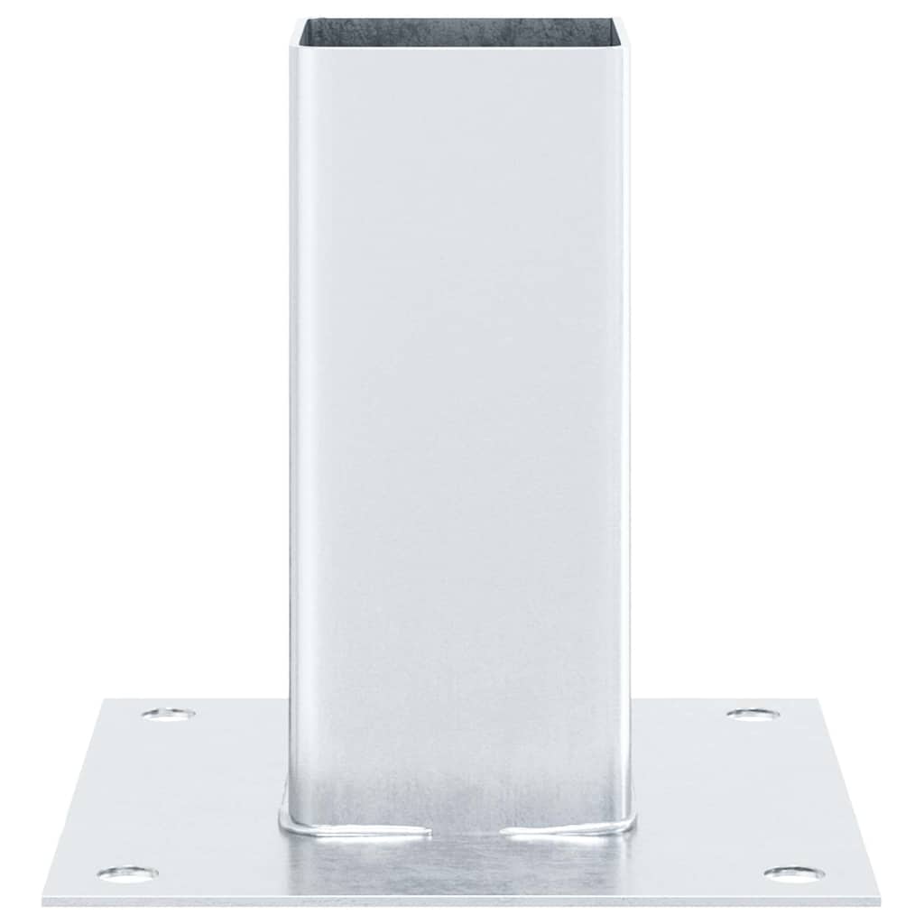 Βάσεις στύλων τετράγωνες 4 τεμάχια Ασημί Γαλβανισμένος χάλυβας - Pakobazaar