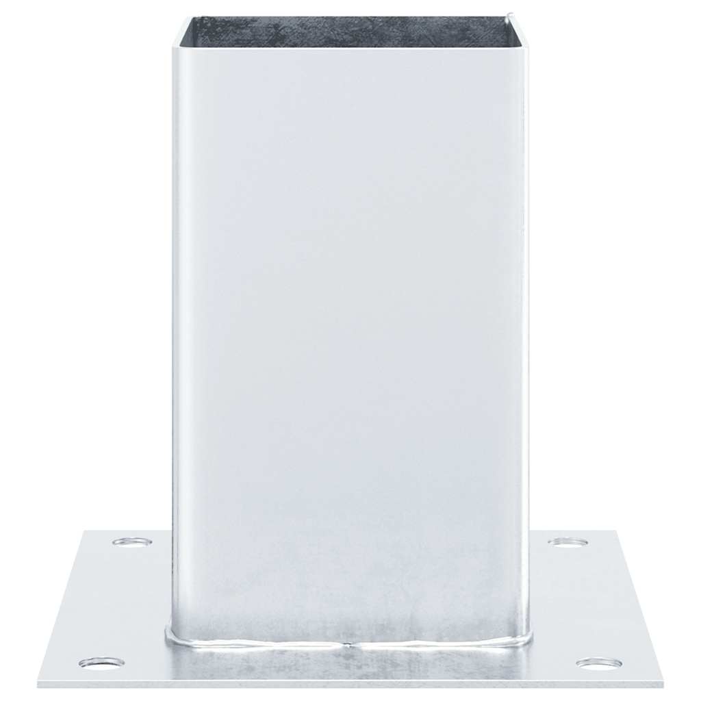 Βάσεις στύλων τετράγωνες 4 τεμάχια Ασημί Γαλβανισμένος χάλυβας