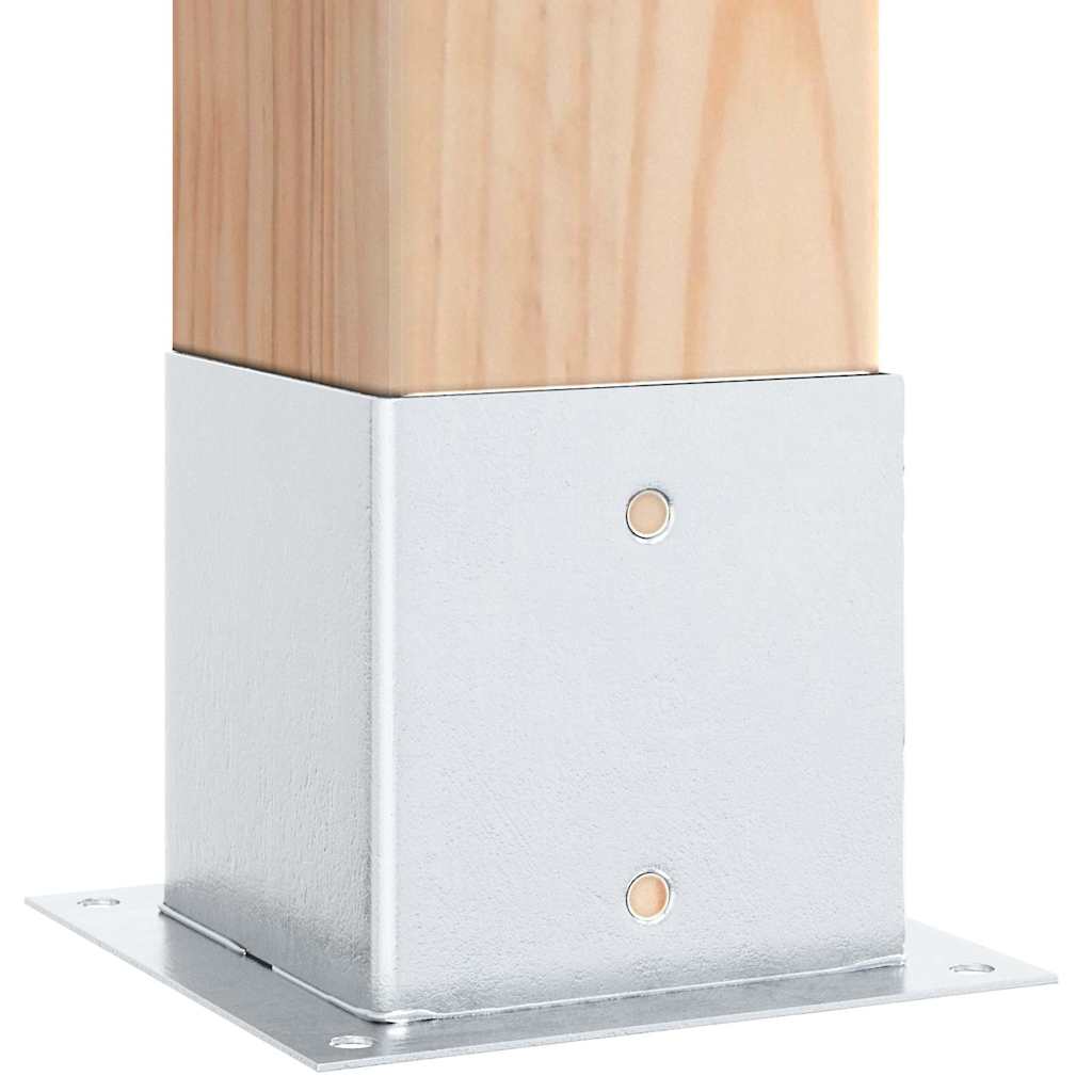 Βάσεις στύλων τετράγωνες 4 τεμάχια Ασημί Γαλβανισμένος χάλυβας