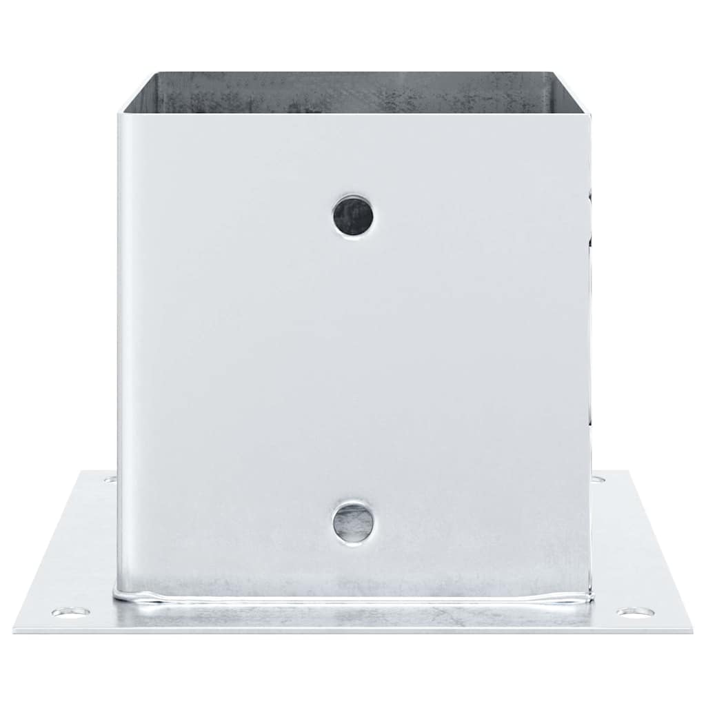 Βάσεις στύλων τετράγωνες 4 τεμάχια Ασημί Γαλβανισμένος χάλυβας