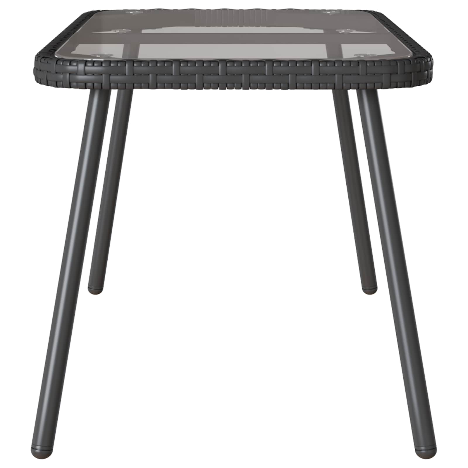 Τραπεζάκι σαλονιού Μαύρο 90 x 45 x 43 εκ. Πολυ ρατάν και γυαλί