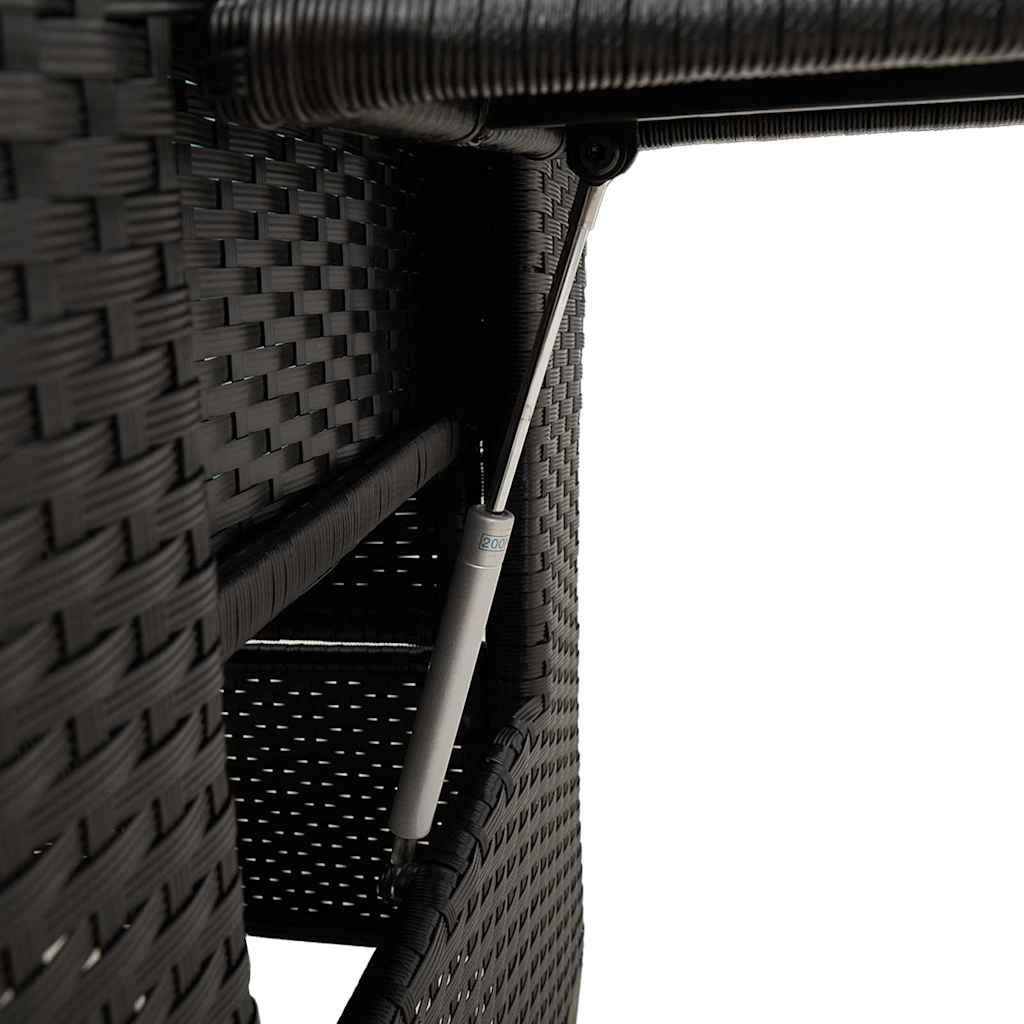 Ανακλινόμενη Πολυθρόνα Κήπου με Βοηθητικό Τραπεζάκι Μαύρη από Συνθετικό Ρατάν - Pakobazaar