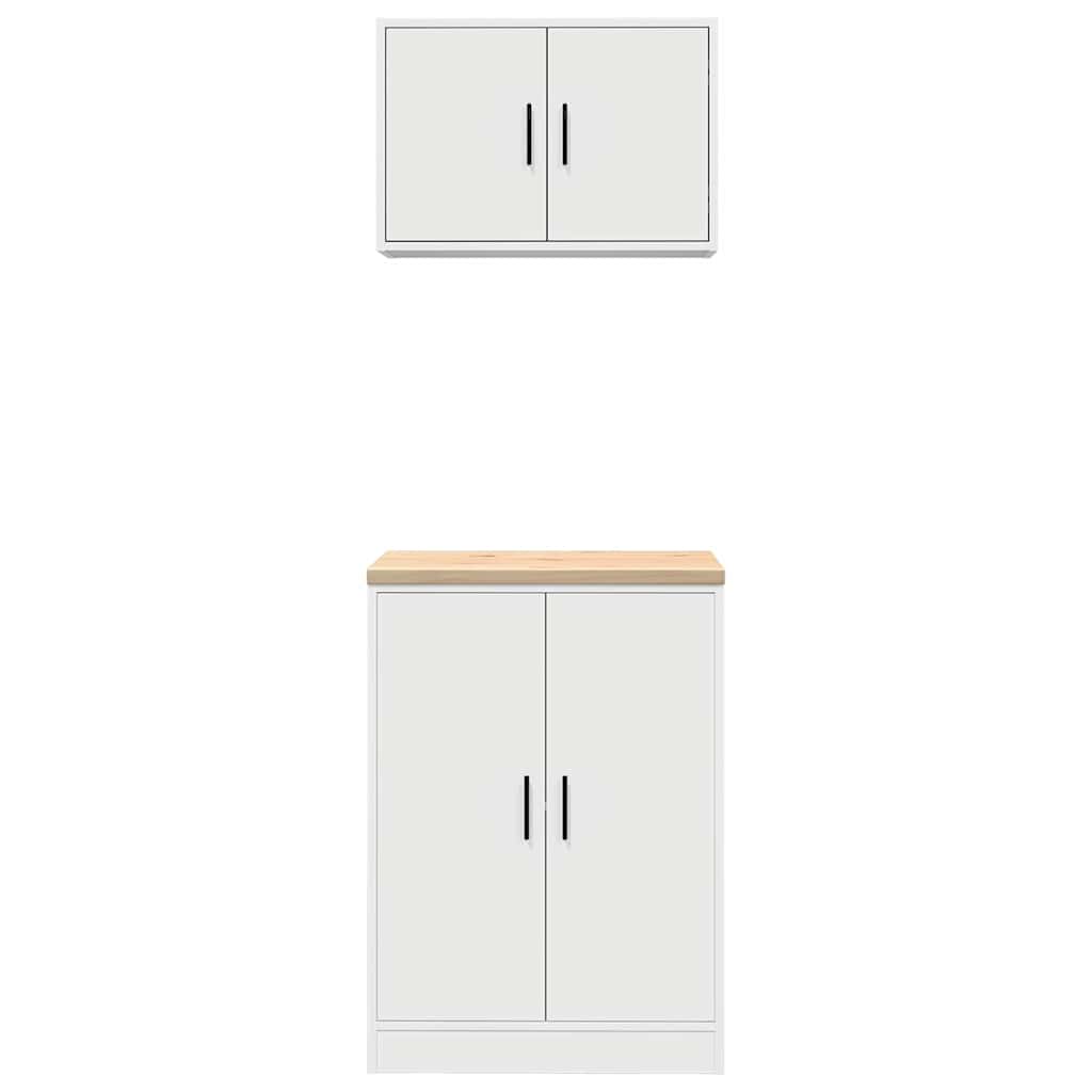 ντουλάπια γκαράζ 2 τεμ. Λευκά από Επεξεργασμένο Ξύλο - Pakobazaar