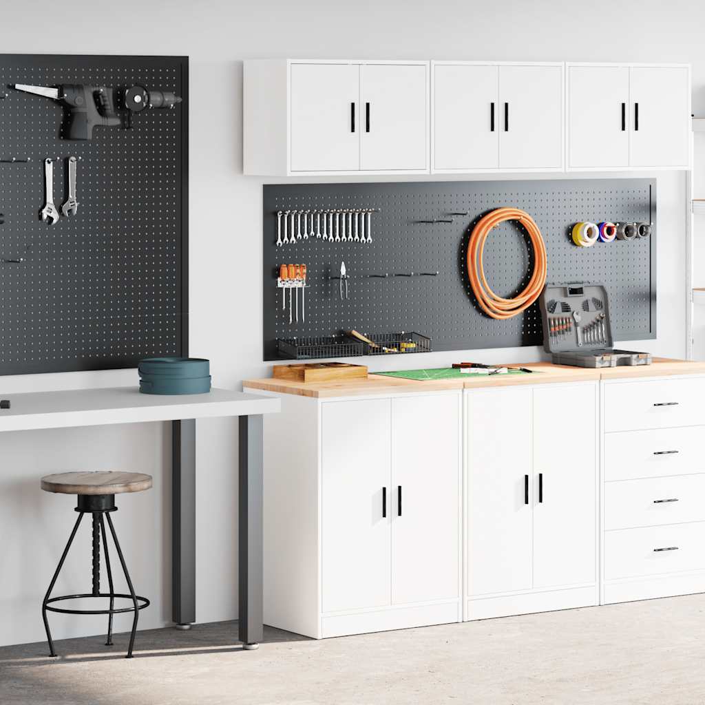 ντουλάπια γκαράζ 2 τεμ. Λευκά από Επεξεργασμένο Ξύλο - Pakobazaar