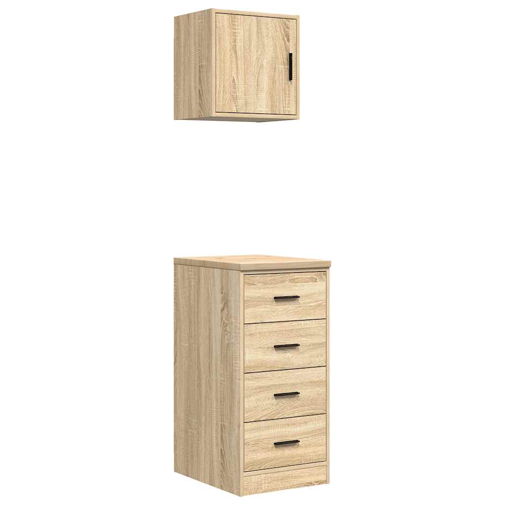 ντουλάπια γκαράζ 2 τεμ. Καπνιστή Δρυς από Επεξεργασμένο Ξύλο