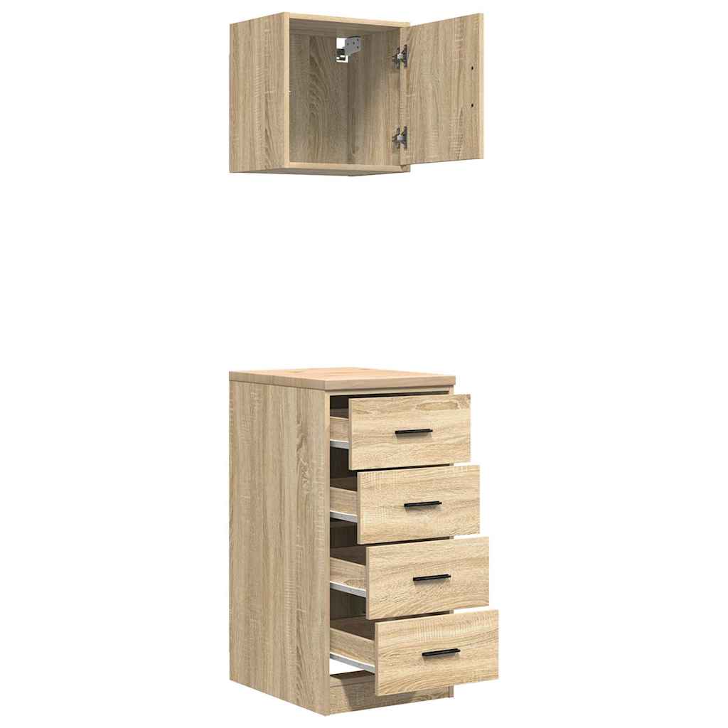 ντουλάπια γκαράζ 2 τεμ. Καπνιστή Δρυς από Επεξεργασμένο Ξύλο