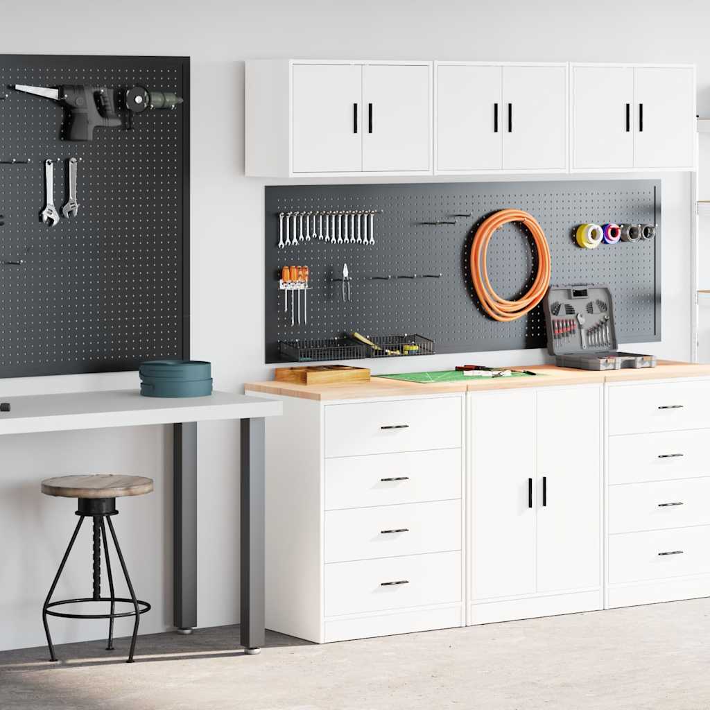 ντουλάπια γκαράζ 2 τεμ. Λευκά από Επεξεργασμένο Ξύλο - Pakobazaar