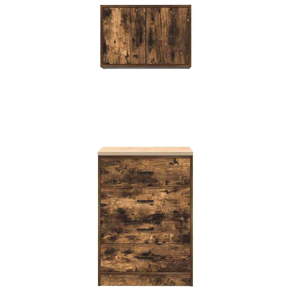 ντουλάπια γκαράζ 2 τεμ. Καπνιστή δρυς από Επεξεργασμένο Ξύλο