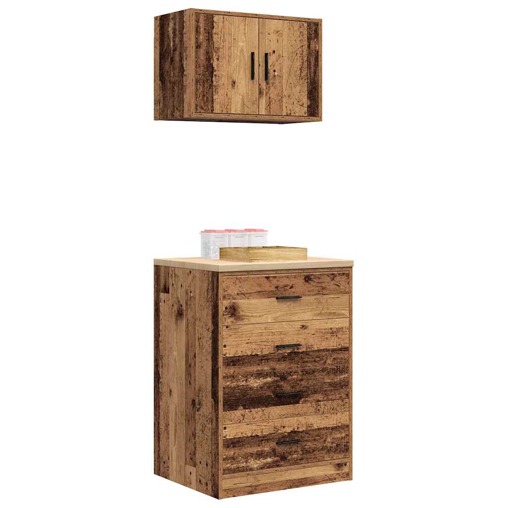 ντουλάπια γκαράζ 2 τεμ. Παλιό Ξύλο κατασκευασμένο ξύλο - Pakobazaar