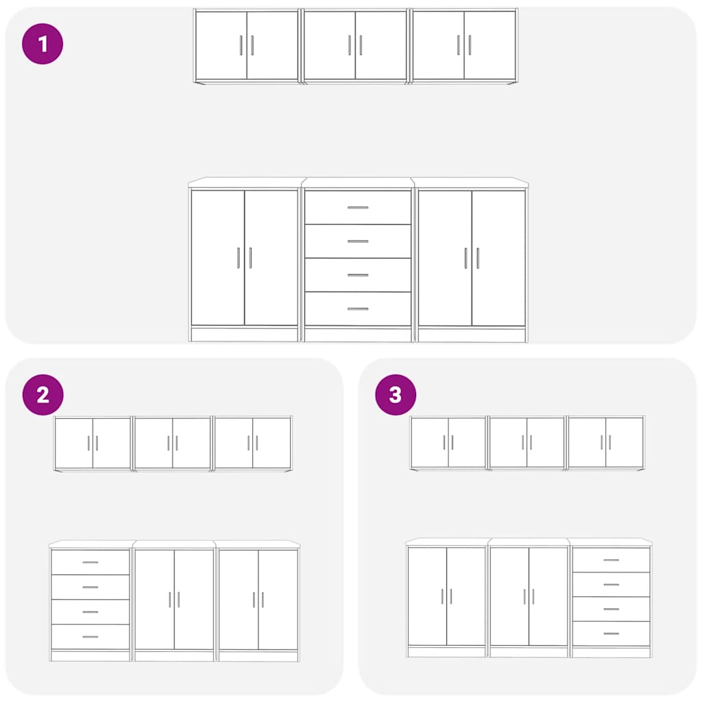 ντουλάπια γκαράζ 6 τεμ. Γκρι Sonoma από Επεξεργασμένο Ξύλο