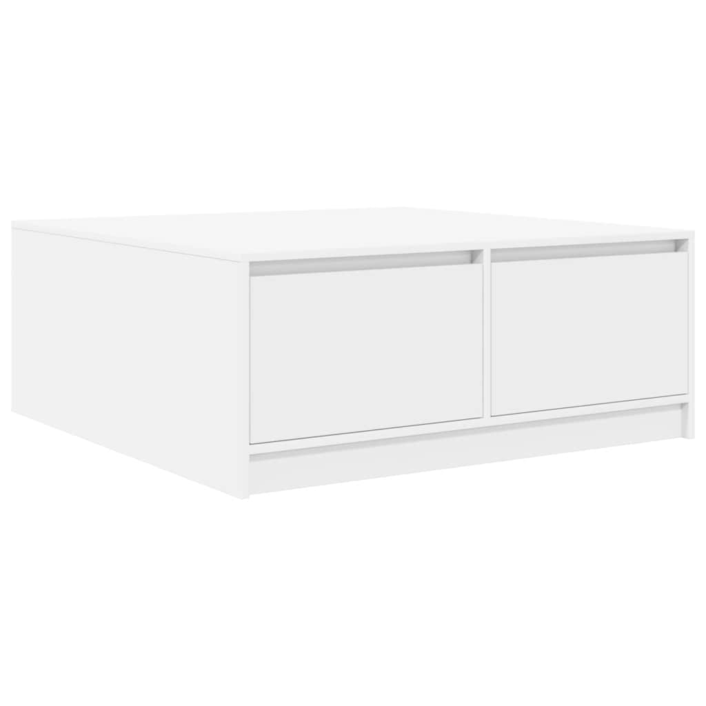 Τραπεζάκι σαλονιού με συρτάρια Λευκό 100x100x40 cm