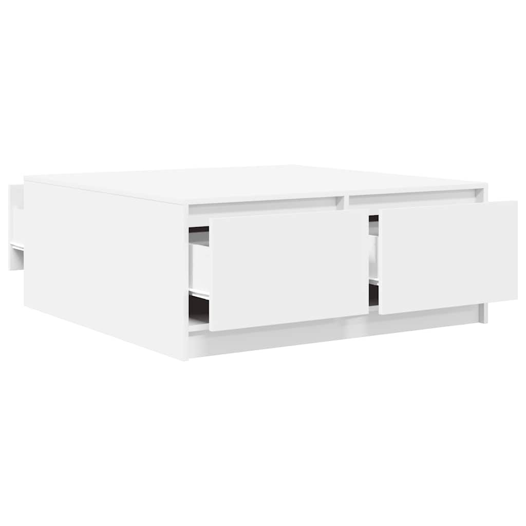 Τραπεζάκι σαλονιού με συρτάρια Λευκό 100x100x40 cm