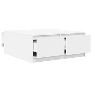 Τραπεζάκι σαλονιού με συρτάρια Λευκό 100x100x40 cm