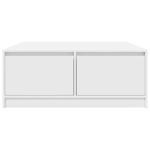 Τραπεζάκι σαλονιού με συρτάρια Λευκό 100x100x40 cm