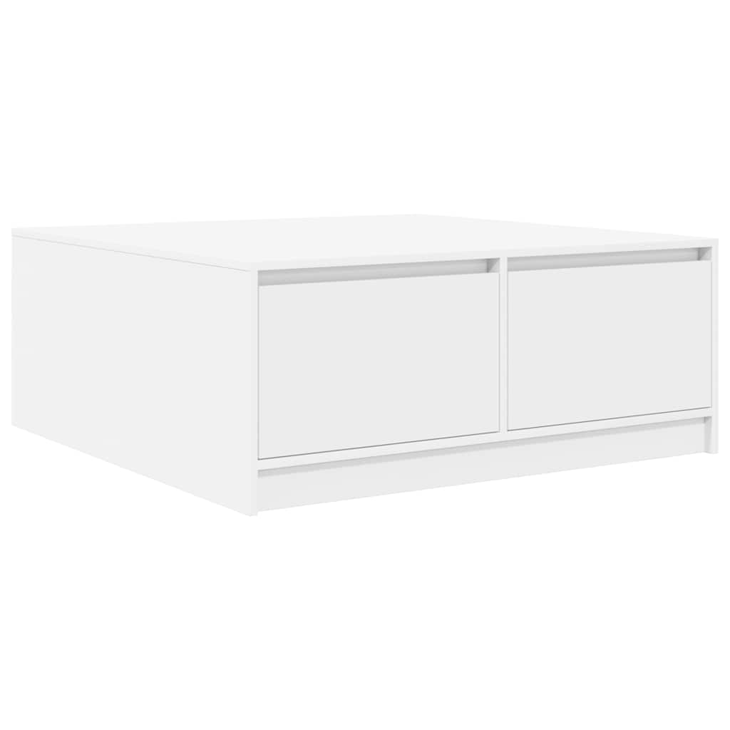 Τραπεζάκι σαλονιού με συρτάρια Λευκό 100x100x40 cm