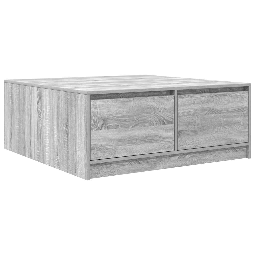 Τραπεζάκι σαλονιού με συρτάρια Γκρι Sonoma 100x100x40 εκ.