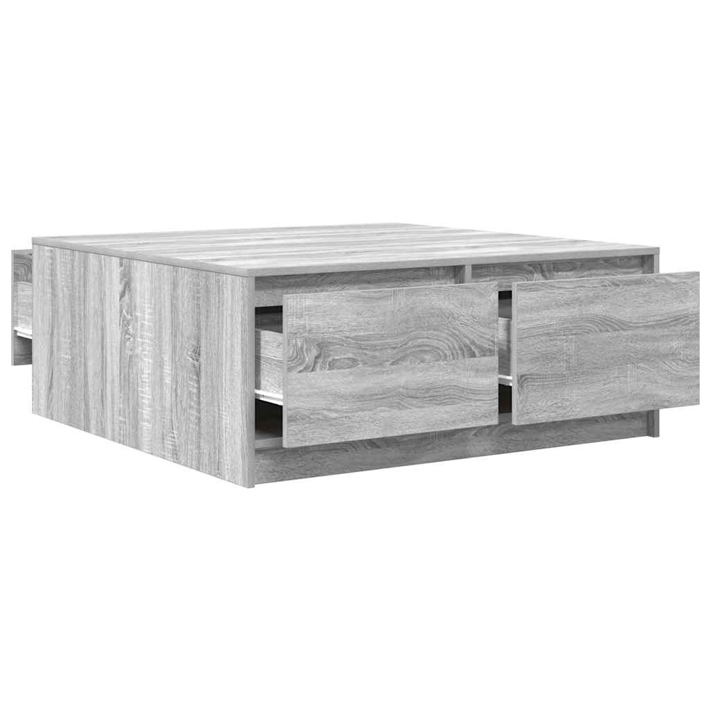 Τραπεζάκι σαλονιού με συρτάρια Γκρι Sonoma 100x100x40 εκ.