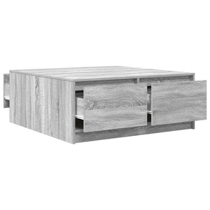 Τραπεζάκι σαλονιού με συρτάρια Γκρι Sonoma 100x100x40 εκ.