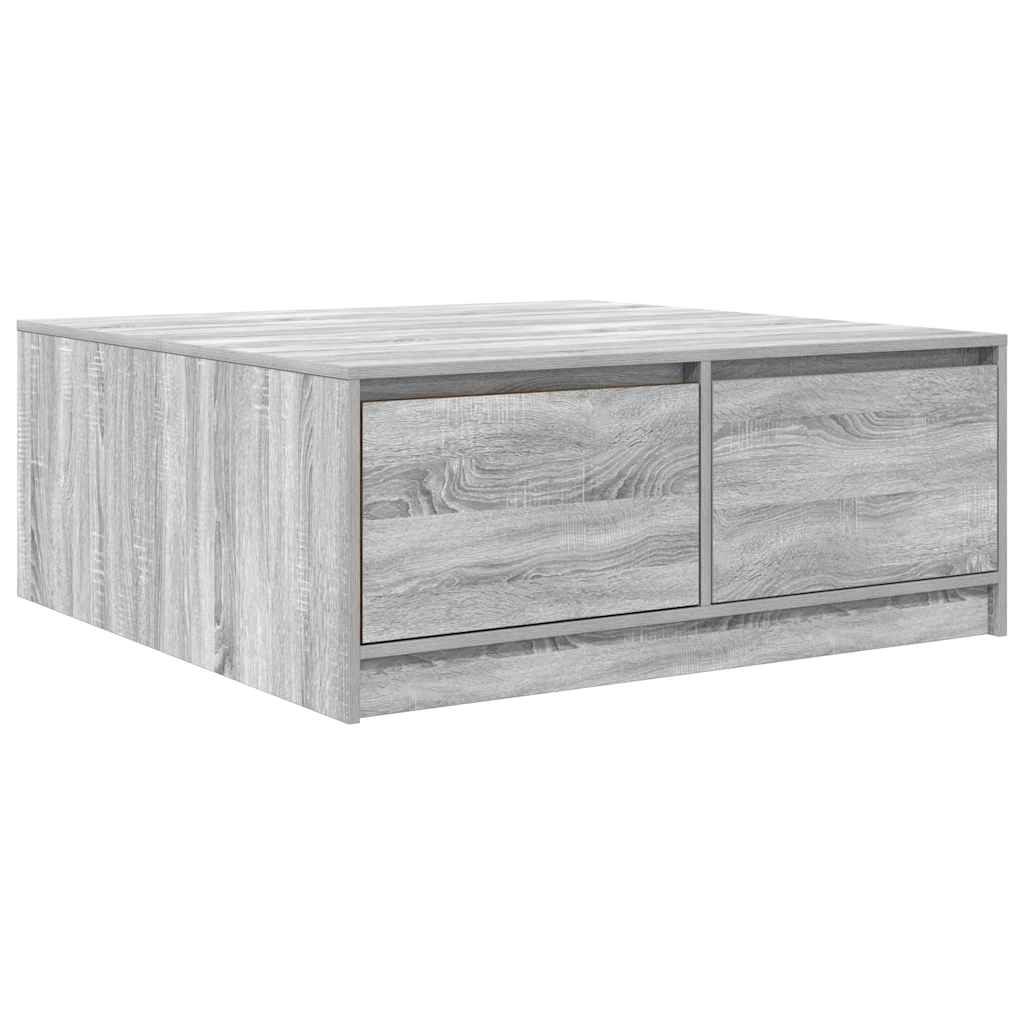 Τραπεζάκι σαλονιού με συρτάρια Γκρι Sonoma 100x100x40 εκ.