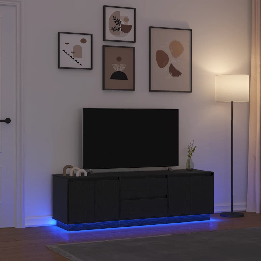 Έπιπλο Τηλεόρασης με LED Μαύρη βελανιδιά 160,5x41x50 εκ. - Pakobazaar