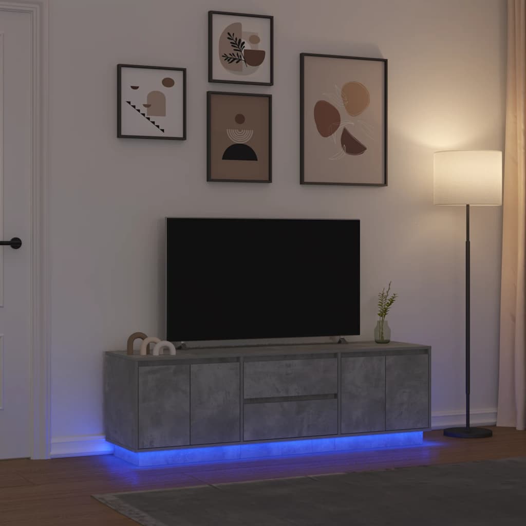 Έπιπλο Τηλεόρασης με LED Γκρι Σκυροδέματος 160,5x41x50 εκ.