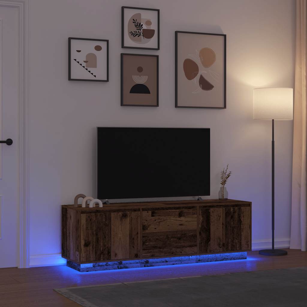 Ντουλάπι τηλεόρασης με φώτα LED Παλιό ξύλο 160,5x41x50 εκ.