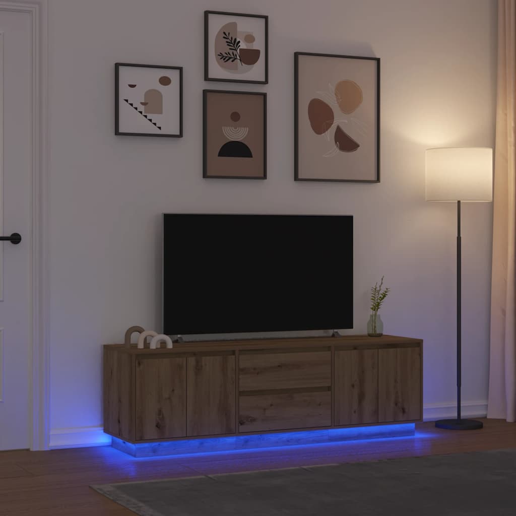 Έπιπλο Τηλεόρασης με LED Τεχνίτης βελανιδιά 160,5x41x50 εκ.