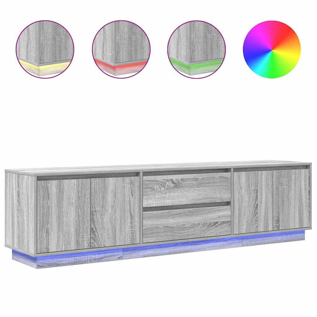 Έπιπλο Τηλεόρασης με LED Γκρι Sonoma 193,5x41x50 εκ.
