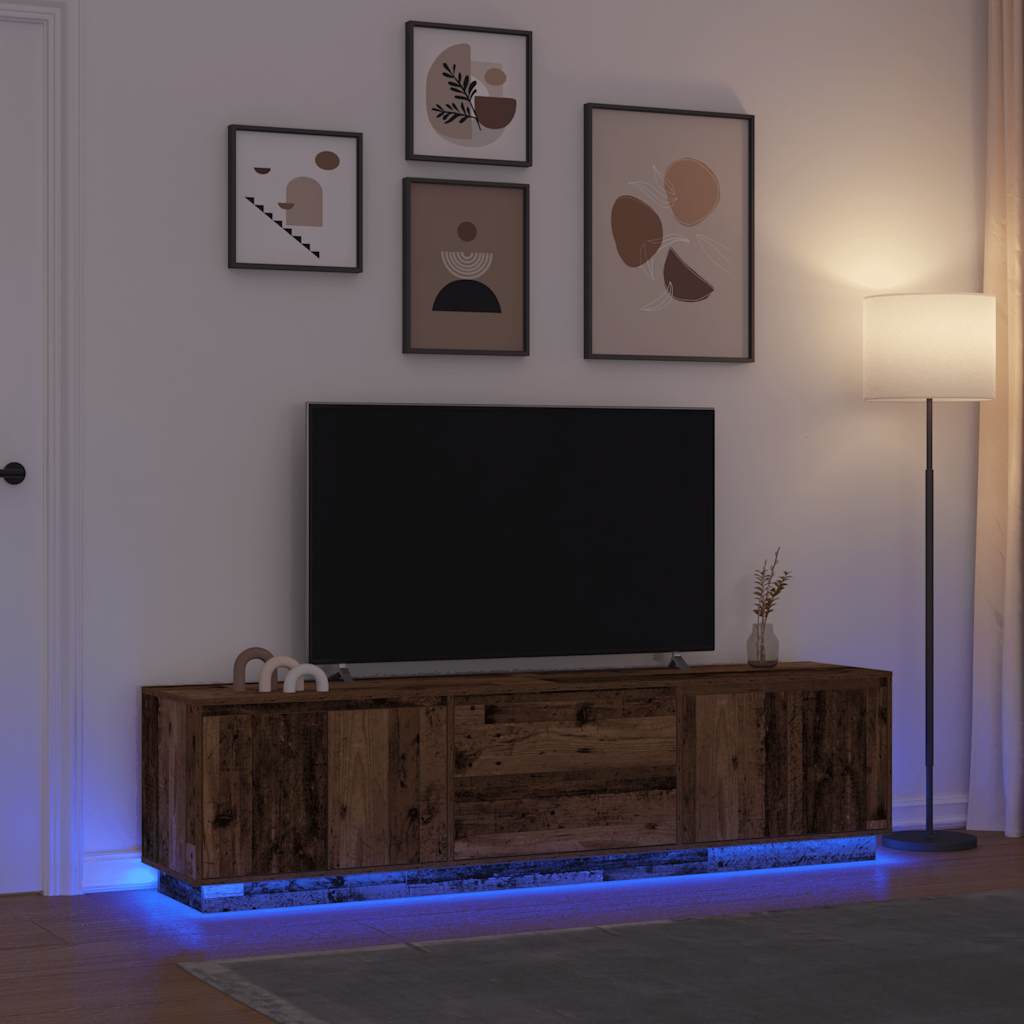 Ντουλάπι τηλεόρασης με φώτα LED Παλιό ξύλο 193,5x41x50 εκ. - Pakobazaar