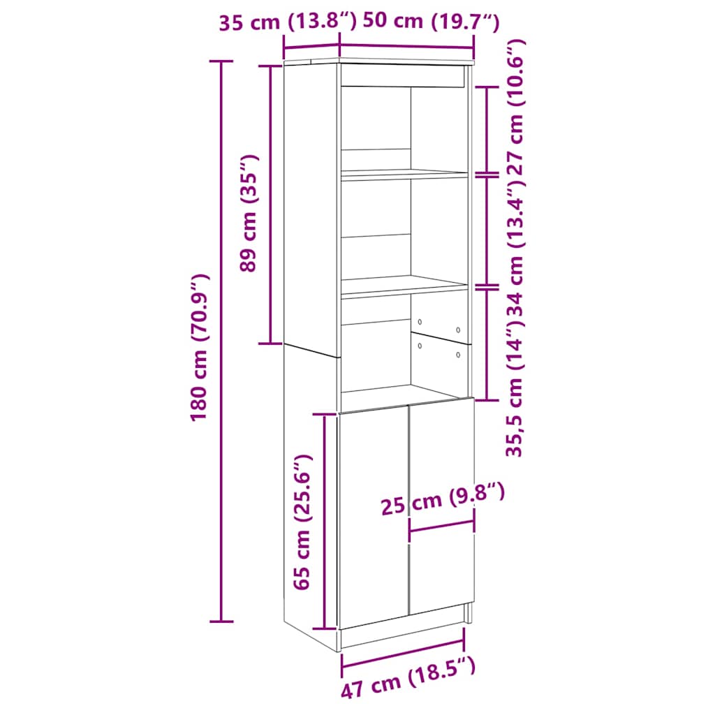 Ντουλάπα Καπνιστή δρυς 50x35x180 εκ. από Επεξεργασμένο Ξύλο